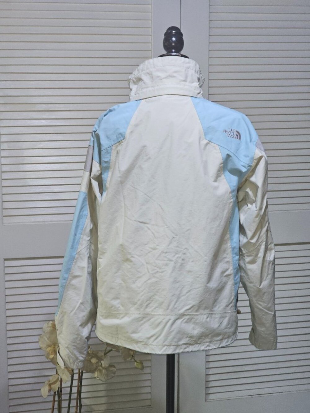 The North Face Womens Beige Blue Color Block Hyvent Windbreaker Jacket Sz M 2627 - Picture 5 of 13